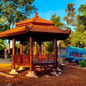 Jual Gazebo Kayu Kelapa Segi 6 Ukuran 3×3