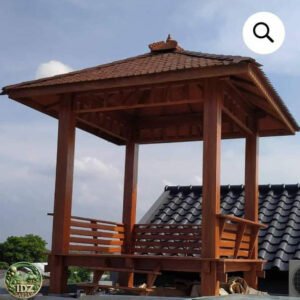 Jual Gazebo Kayu Jati Ukuran 2×2 Atap Sirap Kayu Ulin