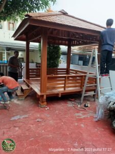 Pemasanga gazebo jati 2x2 di Depok