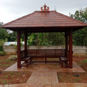 Jual Gazebo Kayu Kelapa 3×3 Model Bangku